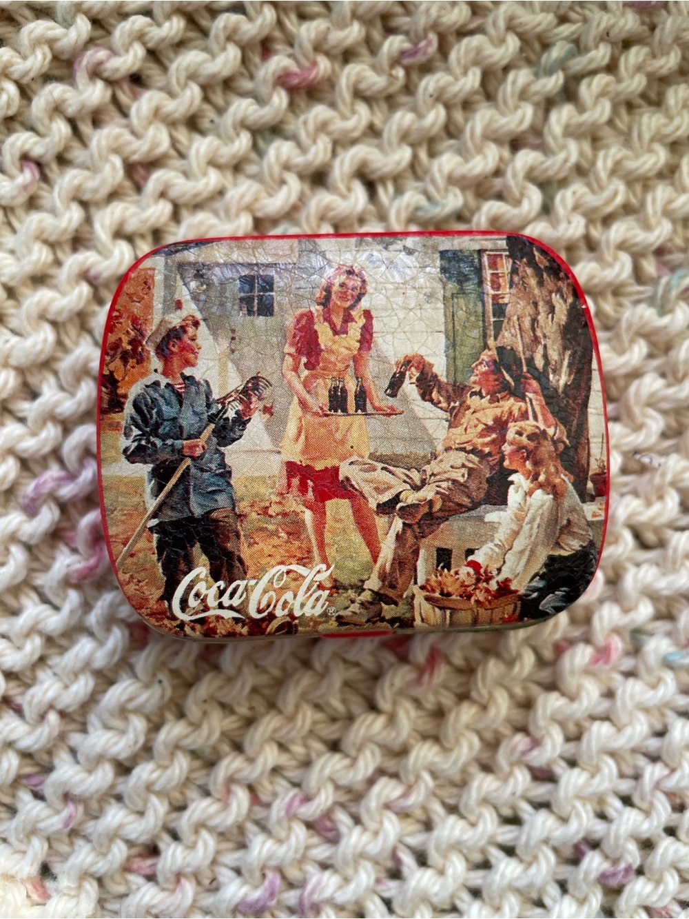 Coca-Cola Small Red Tin with White Label